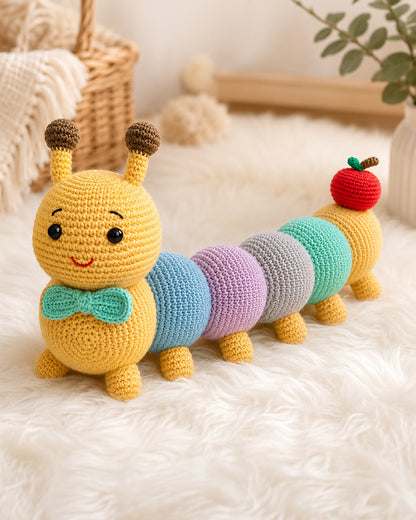 Babble Wrap Crochet Caterpillar Soft Toy-Handmade with Premium Yarn-Non-toxic-For Newborn