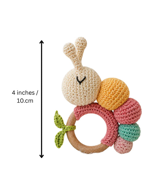 Babble Wrap Cuddle Crawl Sunshine Crochet Rattle Toy-Teething Relief & Easy to Grasp-For Infants