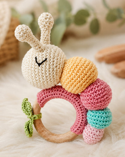 Babble Wrap Cuddle Crawl Sunshine Crochet Rattle Toy-Teething Relief & Easy to Grasp-For Infants