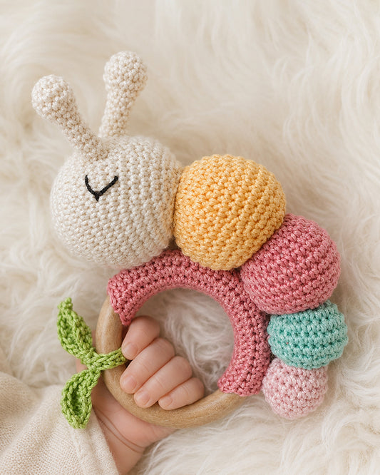 Babble Wrap Cuddle Crawl Sunshine Crochet Rattle Toy-Teething Relief & Easy to Grasp-For Infants