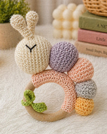 Babble Wrap Cuddle Crawl Blossom Crochet Rattle Toy-Teething Relief & Easy to Grasp-For Infants