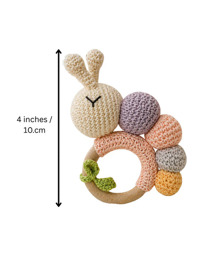 Babble Wrap Cuddle Crawl Blossom Crochet Rattle Toy-Teething Relief & Easy to Grasp-For Infants