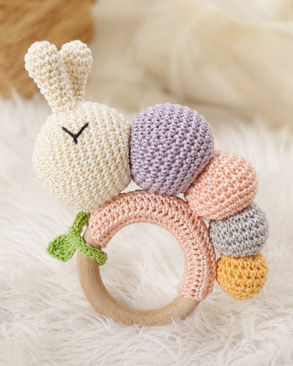 Babble Wrap Cuddle Crawl Blossom Crochet Rattle Toy-Teething Relief & Easy to Grasp-For Infants