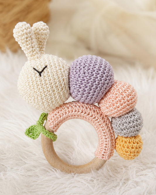 Babble Wrap Cuddle Crawl Blossom Crochet Rattle Toy-Teething Relief & Easy to Grasp-For Infants