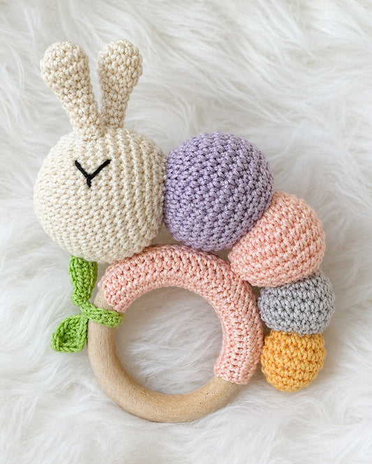 Babble Wrap Cuddle Crawl Blossom Crochet Rattle Toy-Teething Relief & Easy to Grasp-For Infants