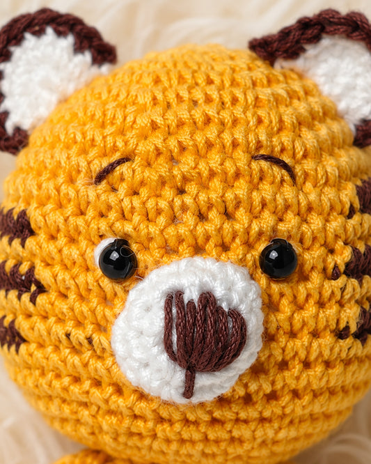 Babble Wrap Tiger Crochet Rattle Toy-Teething Relief & Easy to Grasp-For Infants