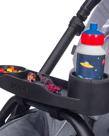 Dooky Universal Stroller Snack & Activity Tray-Easy To Attach & Clean-Black
