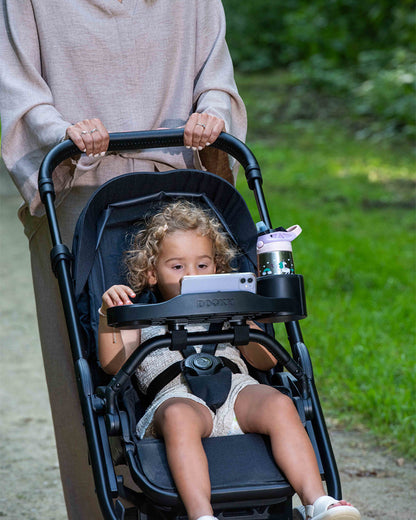 Dooky Universal Stroller Snack & Activity Tray-Easy To Attach & Clean-Black