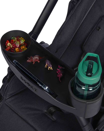 Dooky Universal Stroller Snack & Activity Tray-Easy To Attach & Clean-Black