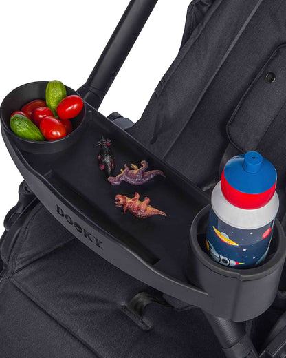 Dooky Universal Stroller Snack & Activity Tray-Easy To Attach & Clean-Black