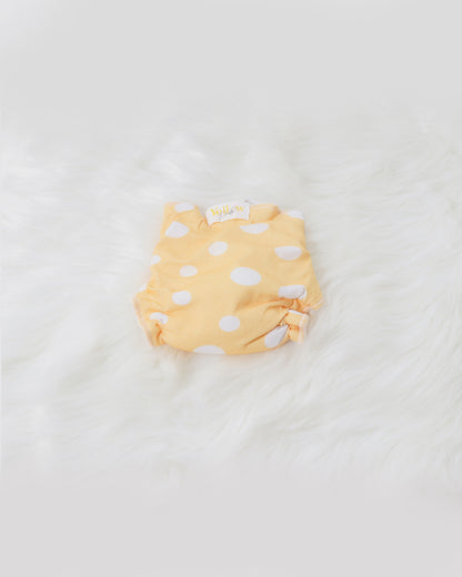 Yellow Doodle Cute Polka Dry Cloth Nappy-100% Premium Organic Cotton-Washable & Reusable-Pack of 2