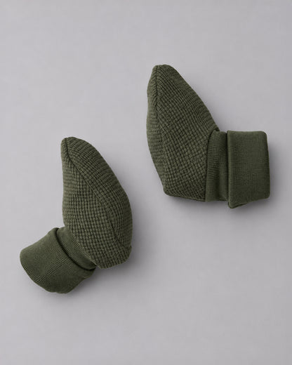 Twingle 100% Organic Cotton Cap, Booties & Mittens Set-Snug Cap-Mittens & Booties-with Soft Elasticated Cuffs for Secure Fit-Solid-Forest Green-For Infants