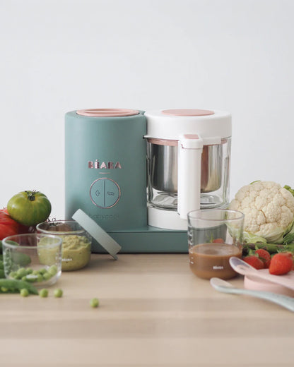 Beaba Babycook Neo 6 in 1 Baby Food Processor-Steam Cooker, Blender, Bottle Warmer & Sterilizer with 1250ml Glass Bowl-Eucalyptus