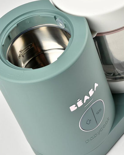 Beaba Babycook Neo 6 in 1 Baby Food Processor-Steam Cooker, Blender, Bottle Warmer & Sterilizer with 1250ml Glass Bowl-Eucalyptus