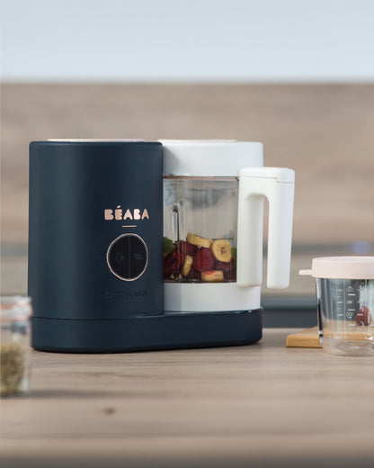 Beaba Babycook Neo 6 in 1 Baby Food Processor-Steam Cooker, Blender, Bottle Warmer & Sterilizer with 1250ml Glass Bowl-Night Blue