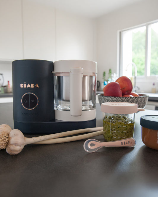 Beaba Babycook Neo 6 in 1 Baby Food Processor-Steam Cooker, Blender, Bottle Warmer & Sterilizer with 1250ml Glass Bowl-Night Blue