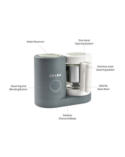 Beaba Babycook Neo 6 in 1 Baby Food Processor-Steam Cooker, Blender, Bottle Warmer & Sterilizer with 1250ml Glass Bowl-Mineral