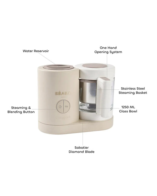 Beaba Babycook Neo 6 in 1 Baby Food Processor-Steam Cooker, Blender, Bottle Warmer & Sterilizer with 1250ml Glass Bowl-Clay