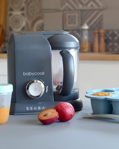 Beaba Babycook Solo Multi-functional Baby Food Processor-Compact All-in-One Steam Cooker, Blender & Sterilizer with 1100ml Bowl-Dark Grey