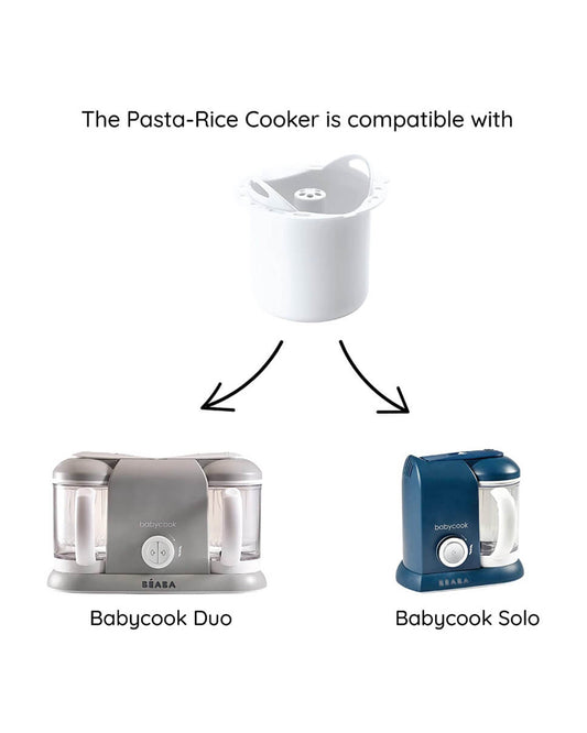 Beaba Babycook Solo Pasta & Rice Cooker Attachment for Starchy Baby Food like Dal, Rice, Pasta-Holds 350g Cooked Grains-White