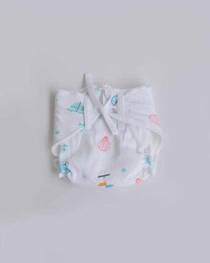 Yellow Doodle All Colours Dry Cloth Nappy-100% Premium Organic Cotton-Washable & Reusable-Pack of 5