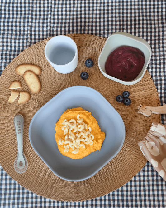 Beaba Silicone Baby Meal Set-100% Premium Food Grade Silicone with Suction Plate, Curved Bowl, Training Cup & Spoon-Pack of 4-Terracotta-4M+