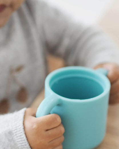 Beaba Silicone Learning Baby Cup-Removable Spout with Easy-Grip Handles & Leak Resistant Design-Blue-170ml