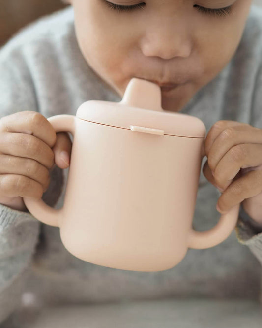 Beaba Silicone Learning Baby Cup-Removable Spout with Easy-Grip Handles & Leak Resistant Design-Pink-170ml