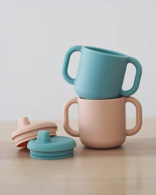 Beaba Silicone Learning Baby Cup-Removable Spout with Easy-Grip Handles & Leak Resistant Design-Pink-170ml