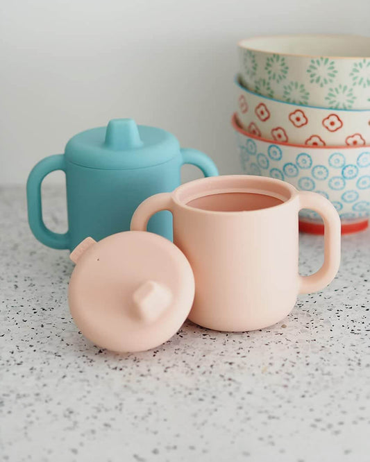 Beaba Silicone Learning Baby Cup-Removable Spout with Easy-Grip Handles & Leak Resistant Design-Pink-170ml