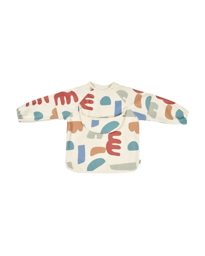Beaba 2-in-1 Waterproof Bib-With Detachable Sleeves & Foldable Food Catcher Pocket-Playful Print-4M+