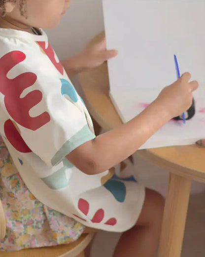 Beaba 2-in-1 Waterproof Bib-With Detachable Sleeves & Foldable Food Catcher Pocket-Playful Print-4M+