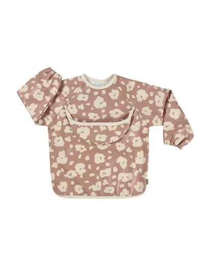 Beaba 2-in-1 Waterproof Bib-With Detachable Sleeves & Foldable Food Catcher Pocket-Savannah Bloom-4M+