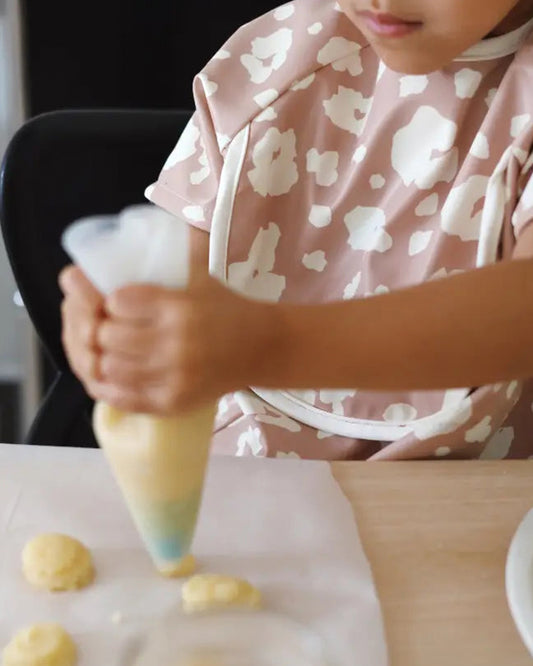 Beaba 2-in-1 Waterproof Bib-With Detachable Sleeves & Foldable Food Catcher Pocket-Savannah Bloom-4M+
