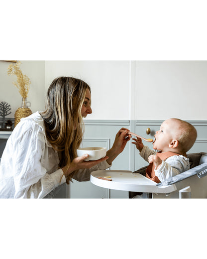 Beaba 1st Stage Soft Silicone Spoon-Self Feeding Training Spoon with Ultra Soft Tip-Ergonomic Handles-Pack of 2-Cotton Candy & Marshmallow-4M+