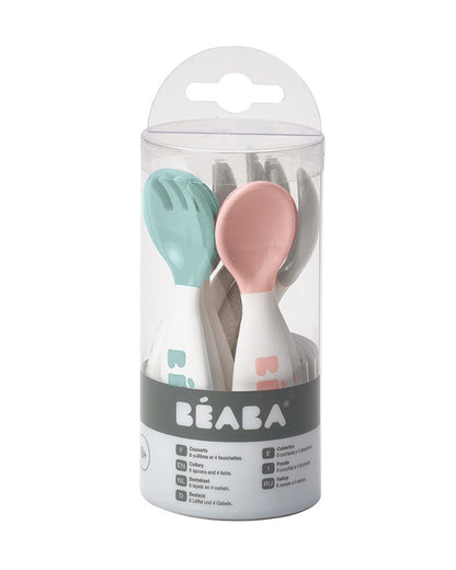 Beaba 2nd Stage Spoon and Fork Set-Ultra Soft Tip & Gum Friendly-Ergonomic Handles-Pack of 10-8M+