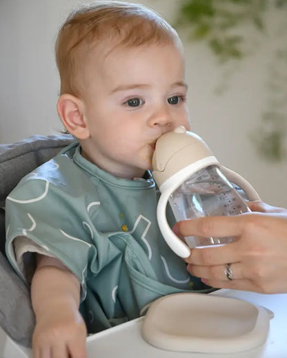 Beaba 2-in-1 Baby Straw Sipper-Anti-spill with Removeable Handles-100% Waterproof-Clay-300ml-8M+