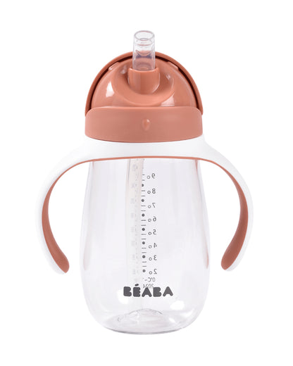 Beaba 2-in-1 Baby Straw Sipper-Anti-spill with Removeable Handles-100% Waterproof-Terracota-300ml-8M+