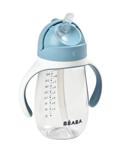 Beaba 2-in-1 Baby Straw Sipper-Anti-spill with Removeable Handles-100% Waterproof-Windy Blue-300ml-8M+