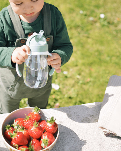 Beaba 2-in-1 Baby Straw Sipper-Anti-spill with Removeable Handles-100% Waterproof-Sage Green-300ml-8M+