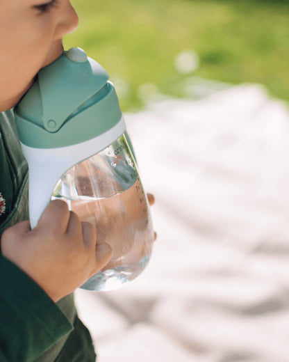 Beaba 2-in-1 Baby Straw Sipper-Anti-spill with Removeable Handles-100% Waterproof-Sage Green-300ml-8M+