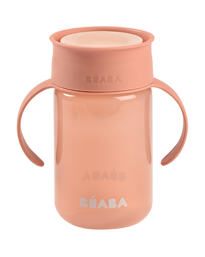 Beaba 360° Baby Learning Cup-With Anti-Drip Disc & Patented Anti-Leak System-Pink-340 ml-12M+