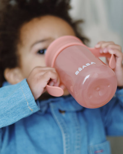 Beaba 360° Baby Learning Cup-With Anti-Drip Disc & Patented Anti-Leak System-Pink-340 ml-12M+