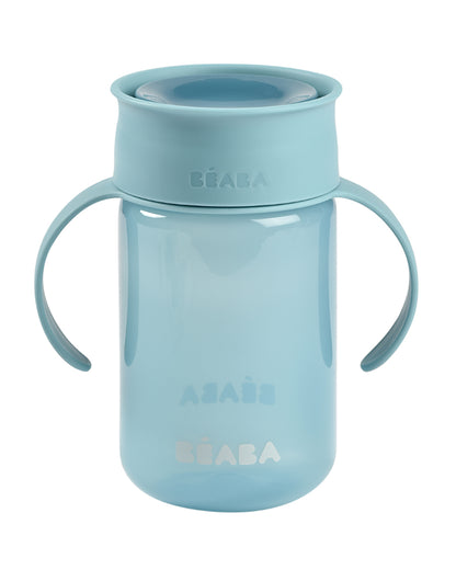 Beaba 360° Baby Learning Cup-With Anti-Drip Disc & Patented Anti-Leak System-Blue-340 ml-12M+