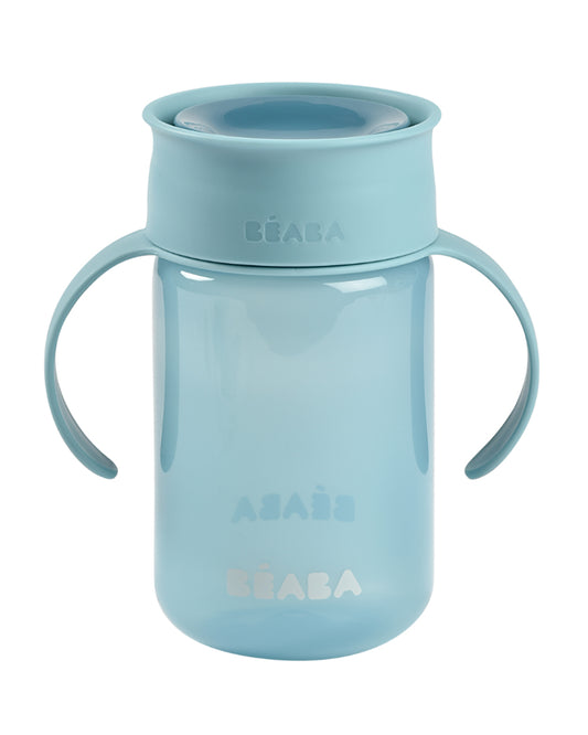 Beaba 360° Baby Learning Cup-With Anti-Drip Disc & Patented Anti-Leak System-Blue-340 ml-12M+