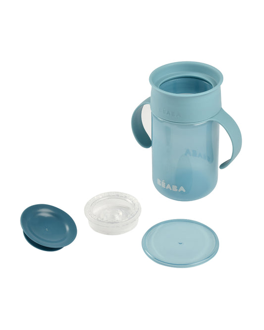 Beaba 360° Baby Learning Cup-With Anti-Drip Disc & Patented Anti-Leak System-Blue-340 ml-12M+