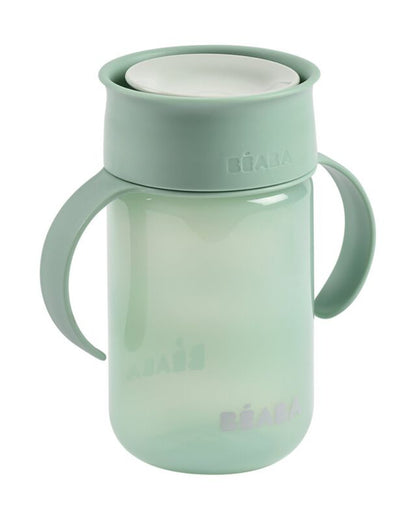 Beaba 360° Baby Learning Cup-With Anti-Drip Disc & Patented Anti-Leak System-Sage Green-340ml-12M+