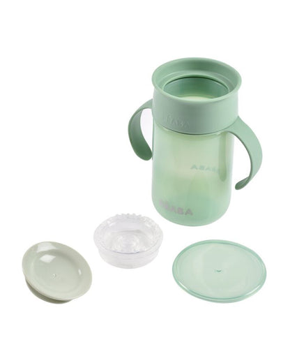 Beaba 360° Baby Learning Cup-With Anti-Drip Disc & Patented Anti-Leak System-Sage Green-340ml-12M+