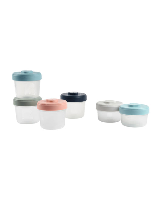 Beaba Starter Food Storage Container-Airtight Interlocking Stackable Container-Microwave & Freezer Safe-Assorted Color-Pack of 6