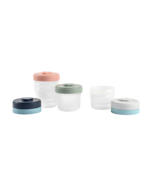Beaba Starter Food Storage Container-Airtight Interlocking Stackable Container-Microwave & Freezer Safe-Assorted Color-Pack of 6